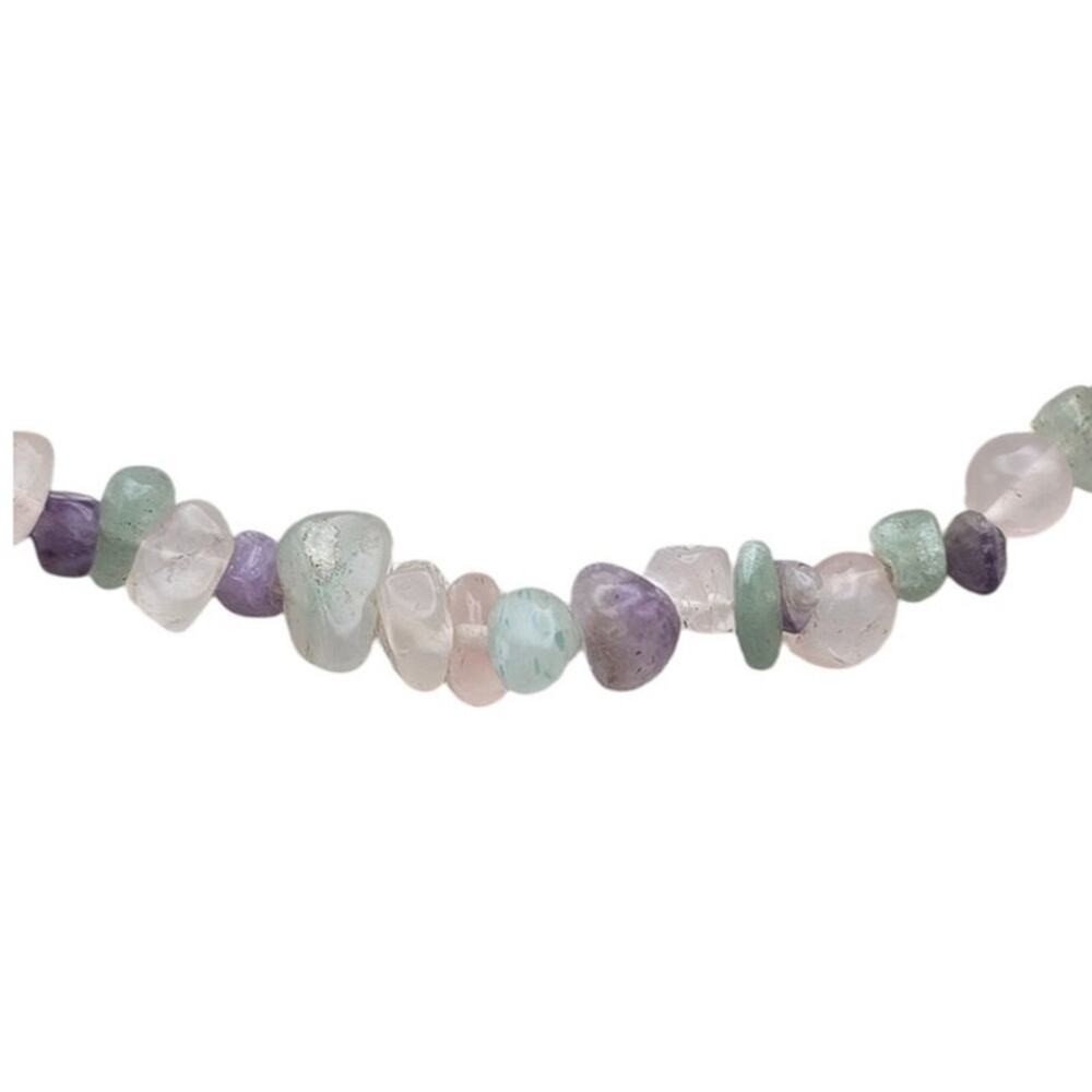 Pastel Gemstone Chip Bead Necklace Fluorite Amethyst Rose Quartz Natural Stone - Picture 3 of 7